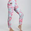 Lily | Aqua & Pink Floral Leggings - Plus