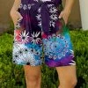 Lily | Purple & Blue Floral Tie-Dye Pocket Tie-Waist Shorts - Women