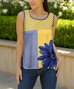 Lily | Red & Purple Floral Color Block Split-Hem Tank - Women