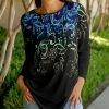 Lily | Black & Blue Floral Long-Sleeve Tunic - Women