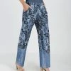 Lily | Blue & Black Scroll Pocket Straight-Leg Pants - Women