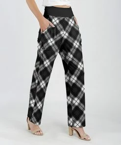 Lily | Black & White Plaid Pocket Straight-Leg Pants - Women