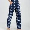Lily | Navy & White Polka Dot Pocket Straight-Leg Pants - Women