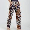 Lily | Purple & Orange Floral Pocket Straight-Leg Pants - Plus