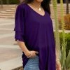 Lily | Purple Ruffle-Sleeve V-Neck Tunic - Women & Plus