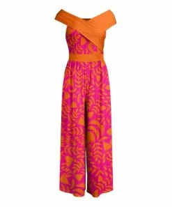 Lily | Pink & Orange Floral Off-Shoulder Jumpsuit - Women