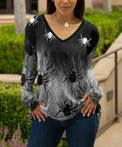 Lily | Gray & White Spider V-Neck Long-Sleeve Tunic - Women & Plus