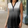 Lily | Black & Gray Ombré Notch Neck Sleeveless Tunic - Plus