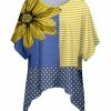 Lily | Blue & Yellow Stripe Color Block Dolman-Sleeve Handkerchief Tunic - Women
