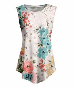 Lily | Pink & Blue Floral Sleeveless Tunic - Plus