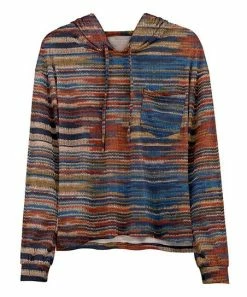 Lily | Rust & Blue Stripe Pocket Hoodie - Plus