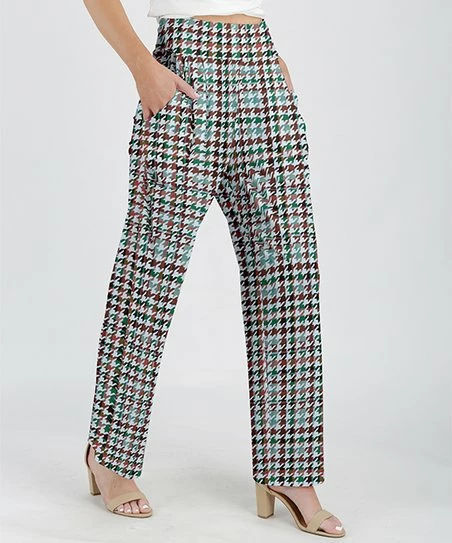 Lily | Turquoise & Black Houndstooth Pocket Pants - Women 1 Lily | Turquoise & Black Houndstooth Pocket Pants - Women