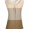 Lily | Beige & Cream Color Block Cutout Sleeveless Tunic - Women