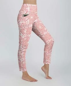 Lily | White & Pink Paisley Mandala Pocket High-Waist Leggings - Women