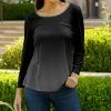 Lily | Black & Gray Ombré Long-Sleeve Boatneck Top - Plus