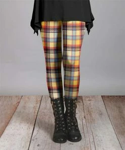 Lily | Yellow & Blue Plaid Leggings - Plus