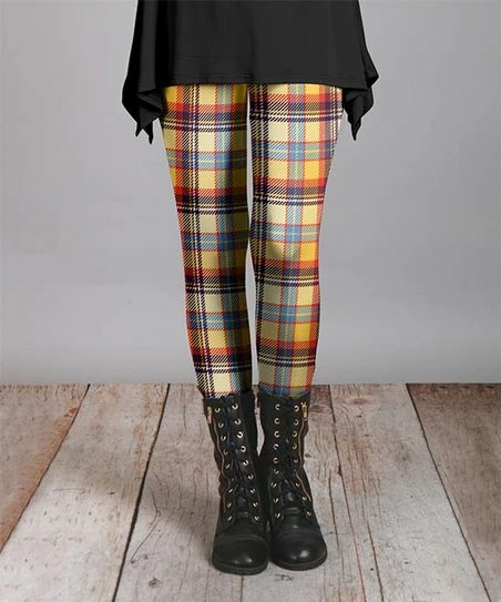 Lily | Yellow & Blue Plaid Leggings - Plus 1 Lily | Yellow & Blue Plaid Leggings - Plus