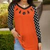 Lily | Orange & Black Pumpkin Polka Dot Long-Sleeve V-Neck Tunic - Plus