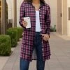 Lily | Purple & Black Plaid Collared Longline Jacket - Women