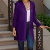 Lily | Purple Textured Longline Open Jacket - Women & Plus