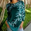 Lily | Teal & Dark Green Foliage Long-Sleeve Tunic - Plus