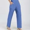Lily | Light Blue Pocket Straight-Leg Pants - Women