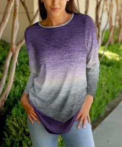 Lily | Purple & Gray Ombre Long-Sleeve Tunic - Women & Plus