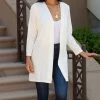 Lily | White Textured Longline Open Jacket - Women & Plus