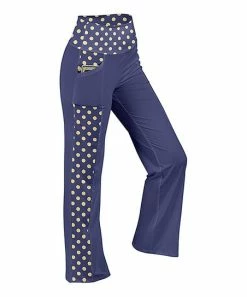 Lily | Blue & Cream Polka Dot Pocket Wide-Leg Yoga Pants - Women & Plus