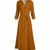 Lily | Orange Brown Shirt Maxi Dress - Women