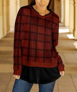 Lily | Black & Red Plaid Layered Long-Sleeve Tunic - Women