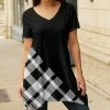 Lily | Black & White Plaid Sidetail Tunic - Plus