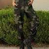 Lily | Green & Brown Camo Cargo Pants - Women
