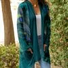 Lily | Teal & Green Abstract Pocket Open Cardigan - Plus
