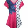 Lily | Pink & White Floral Dot Flutter-Sleeve Tunic - Women