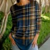 Lily | Navy & Brown Plaid Long-Sleeve Tunic - Plus
