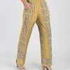 Lily | Beige & White Floral Straight Pants - Women