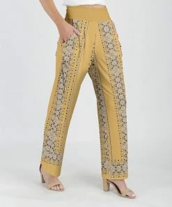 Lily | Beige & White Floral Straight Pants - Women