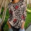 Lily | Beige & Black Floral Long-Sleeve Tunic - Plus