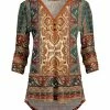 Lily | Rust & Teal Paisley Button-Front Tunic - Women & Plus