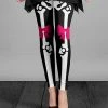 Lily | Black & White Bow Skeleton Bones Leggings - Women