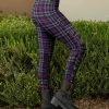 Lily | Purple & Green Plaid Button-Detail Leggings - Plus