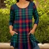 Lily | Blue & Green Plaid Pocket Scoop Neck Tunic - Women & Plus