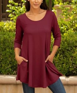 Lily | Red Pocket Scoop Neck Tunic - Women & Plus