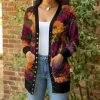 Lily | Purple & Orange Floral Snap-Button Cardigan - Plus