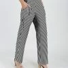 Lily | Black & White Stripe Pocket Straight-Leg Pants - Women