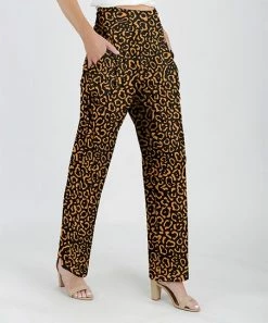Lily | Yellow & Black Leopard Pocket Straight-Leg Pants - Women