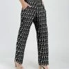 Lily | Black & White Abstract Pocket Straight-Leg Pants - Women