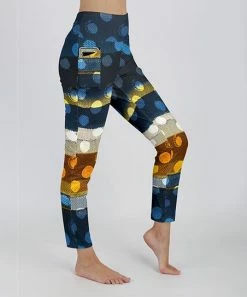 Lily | Navy & Orange Abstract Pocket High-Waist Leggings - Plus
