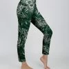 Lily | Green & White Peacock Pocket Leggings - Plus